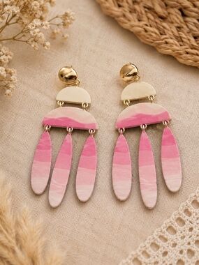 Handcrafted Pink Gradient Dangle Earrings - Women Jewelry